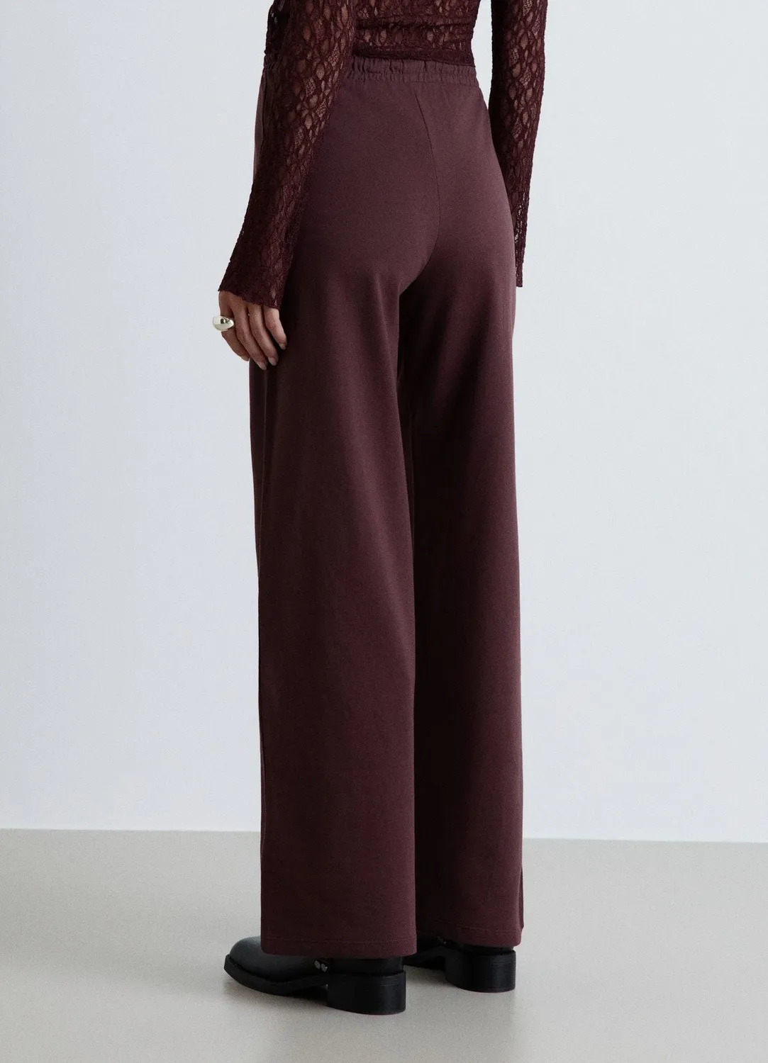 Calliope Palazzo pantalon jogging taille haute uni femme