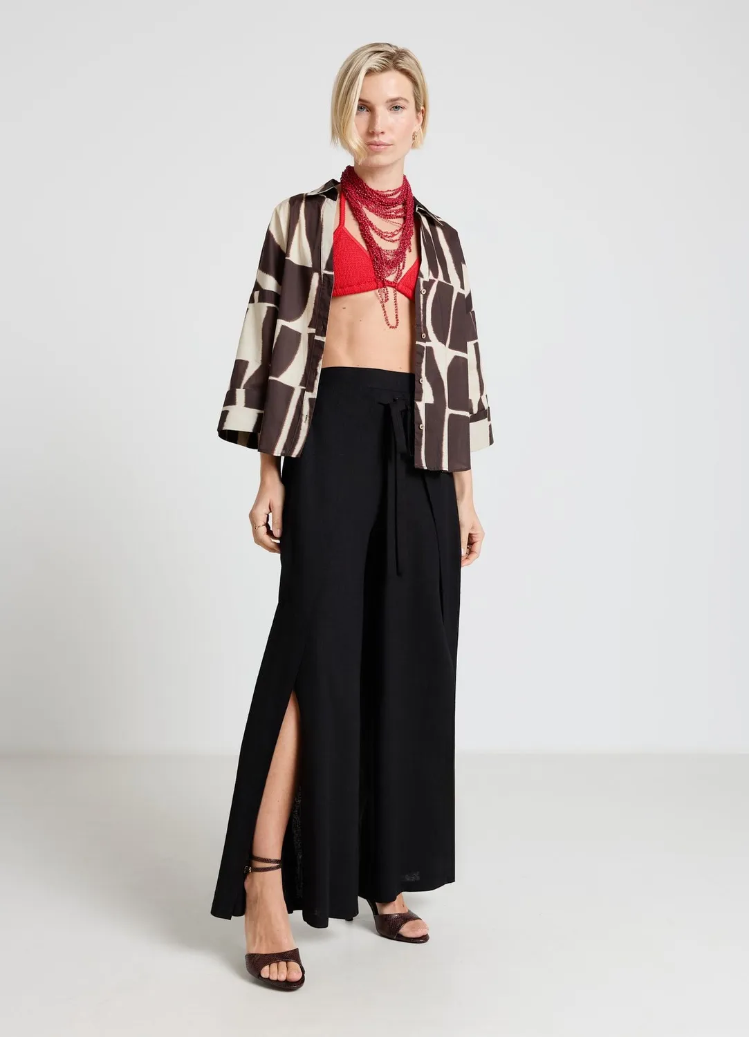 Calliope pantalon palazzo ceinture à nouer femme large