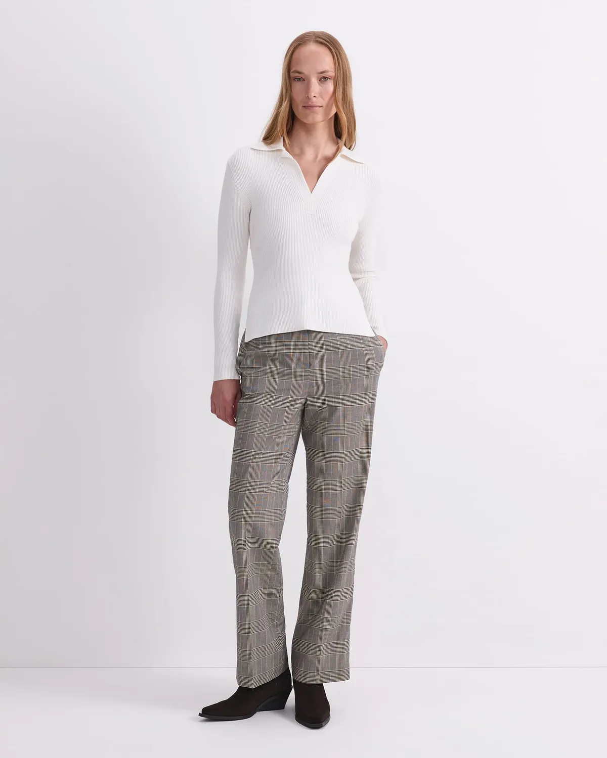 Sportscraft Crafted Collar Rib pull polo femme laine