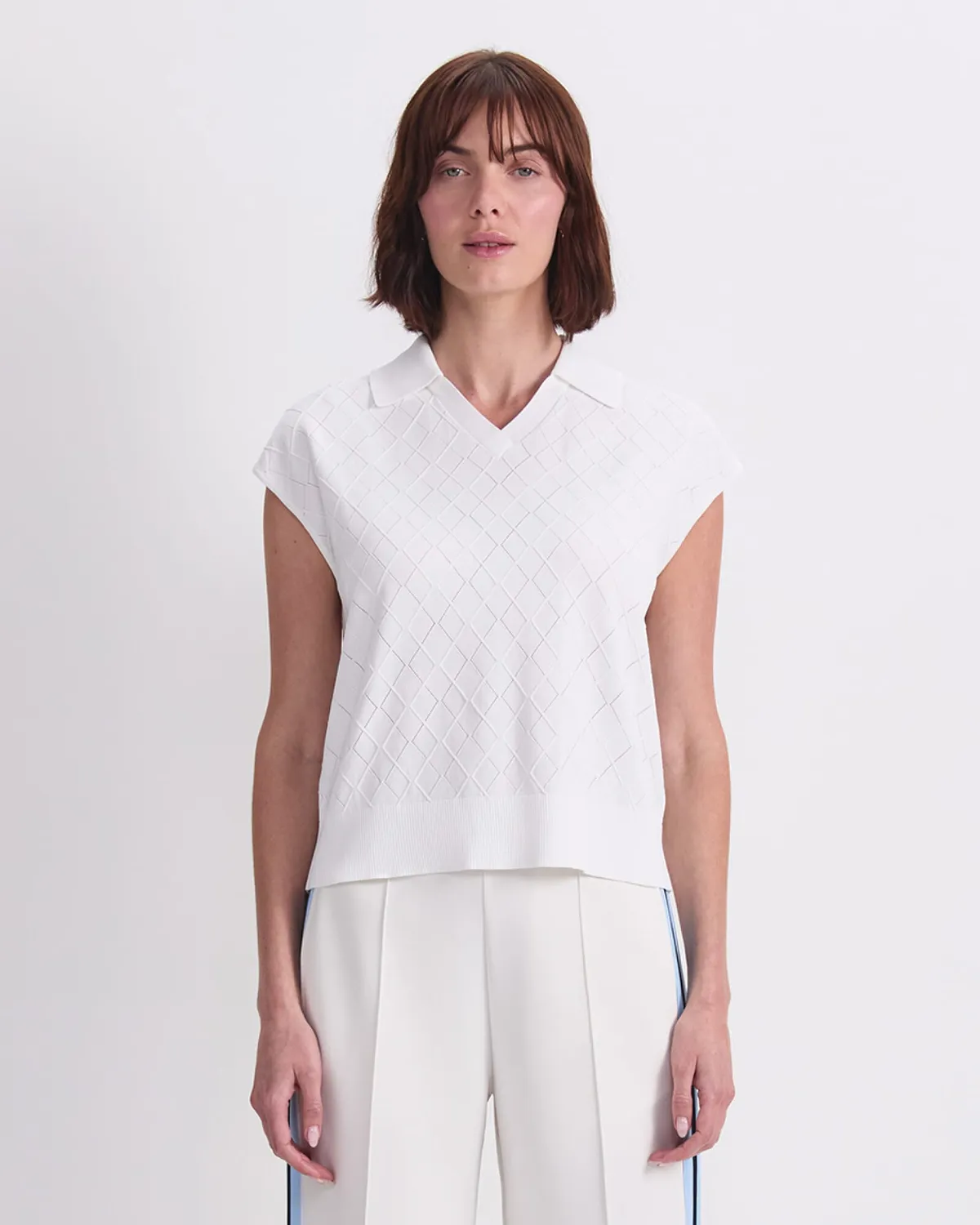 Sportscraft Maxine Milano Argyle Knit Top pull losanges