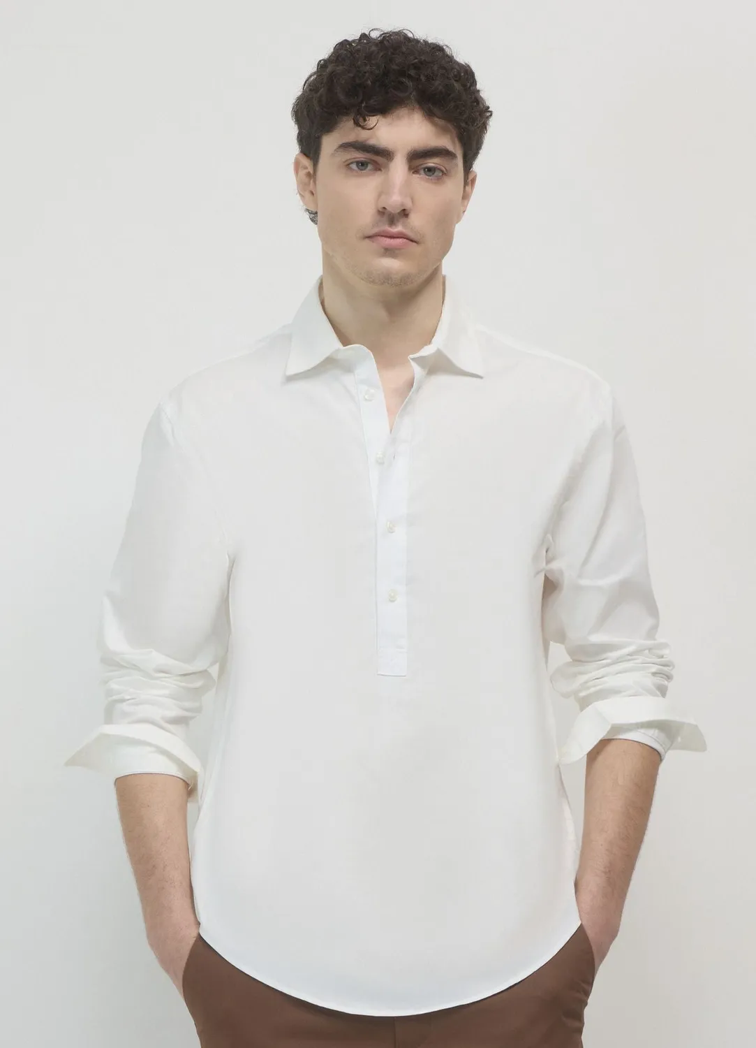 Calliope Chemise Coton Unie Manches Longues Homme