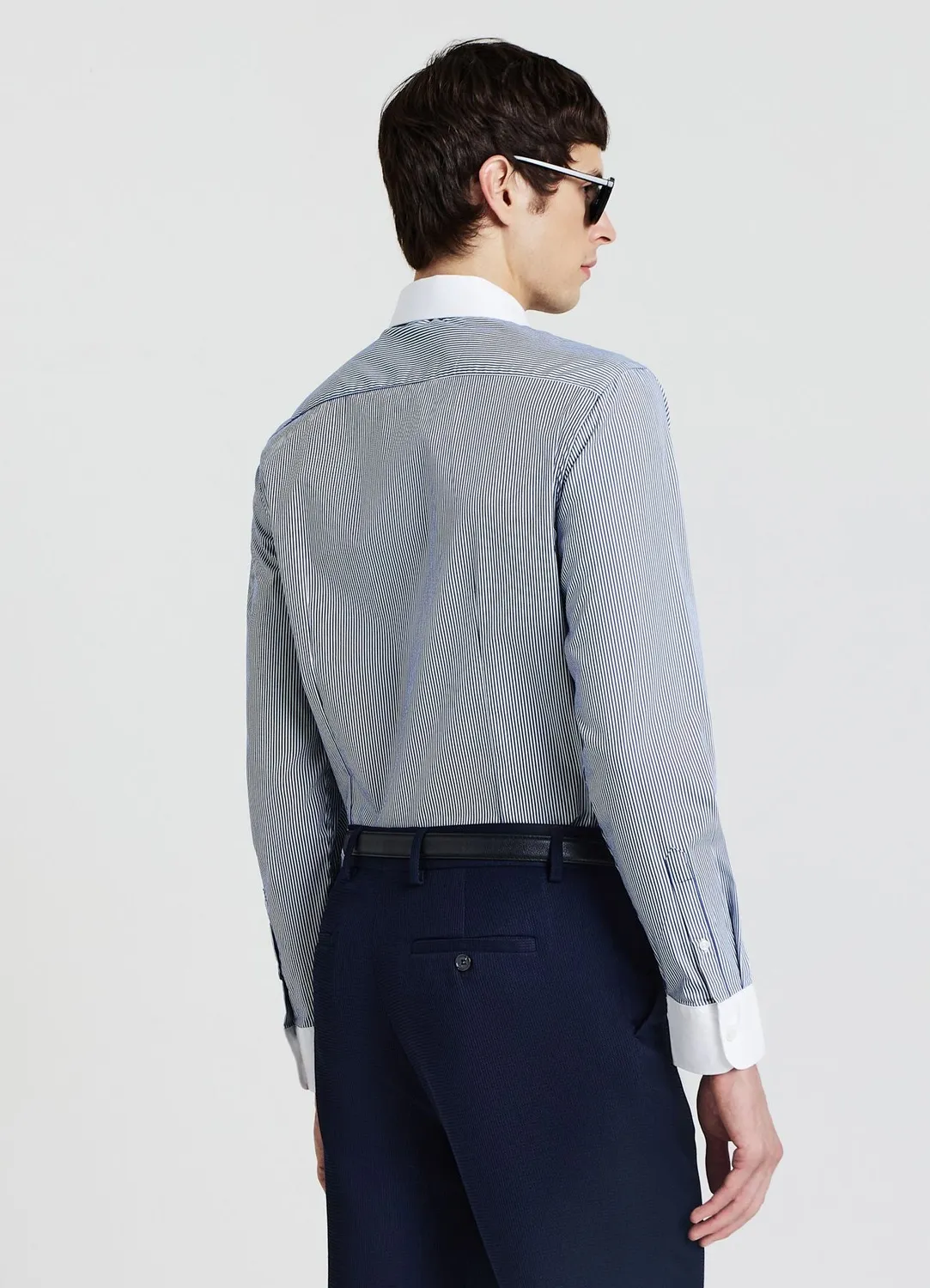 Calliope Chemise homme slim rayures col contrasté coton