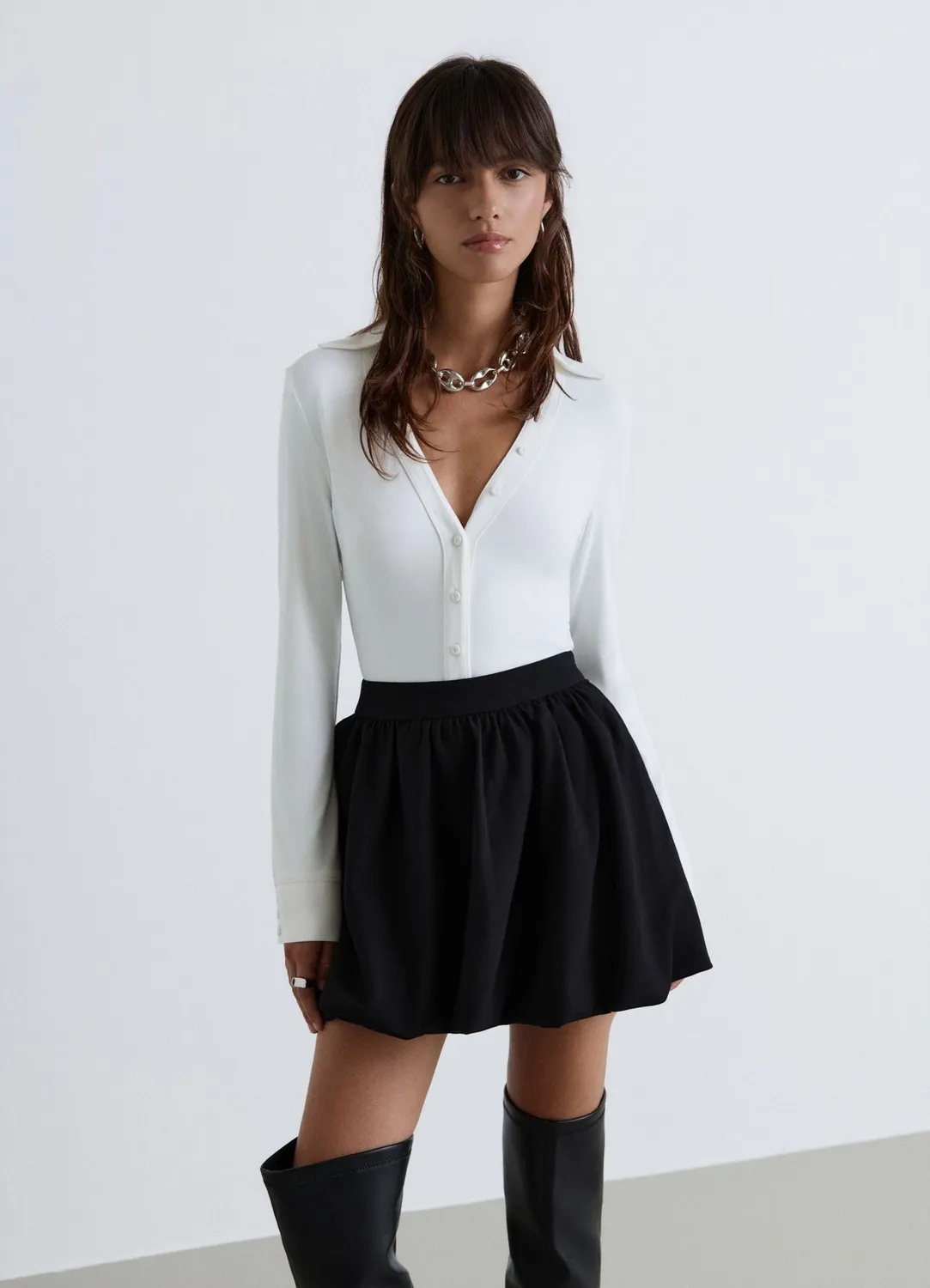 Calliope Chemise unie femme boutons manches longues