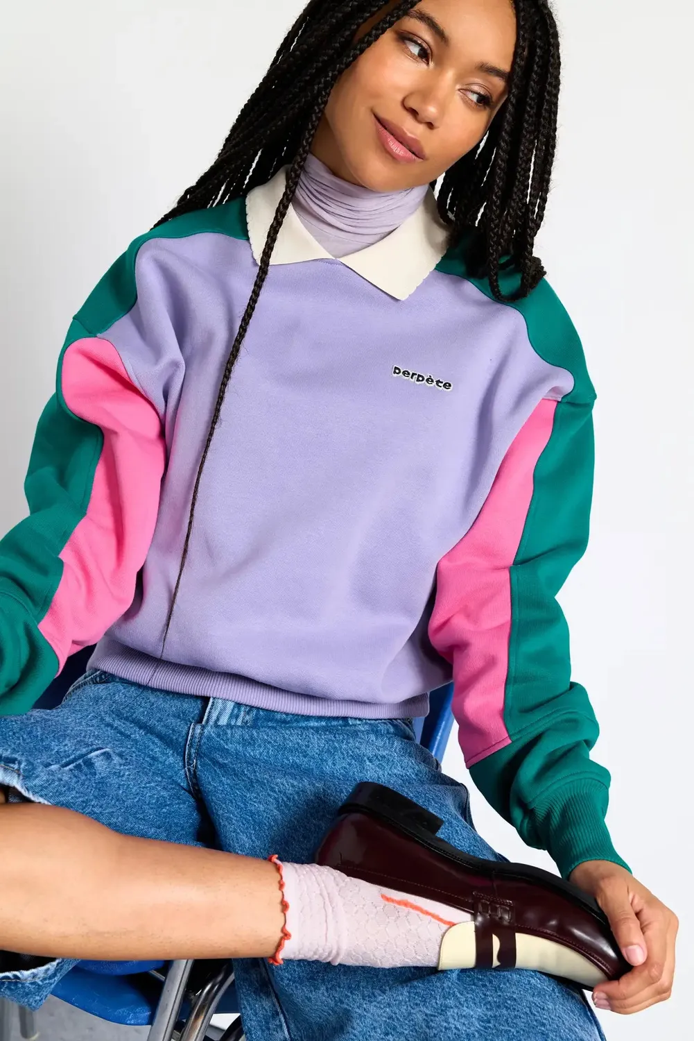 Perpète Mel sweat lilas colorblock