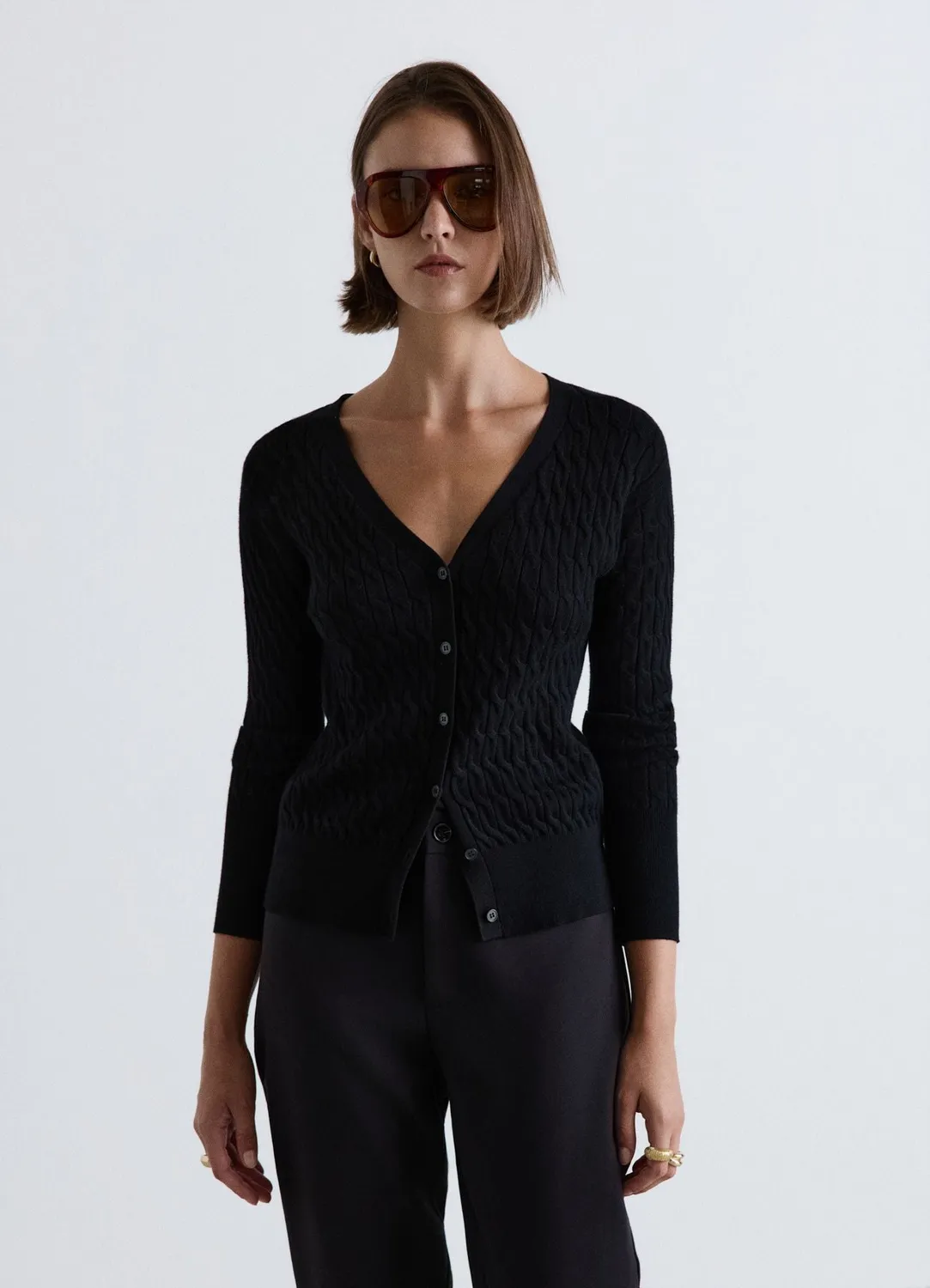 Calliope cardigan femme maille torsades col V boutons