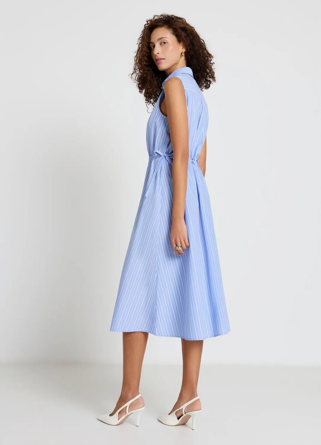 Calliope robe chemisier longue rayée femme lacets