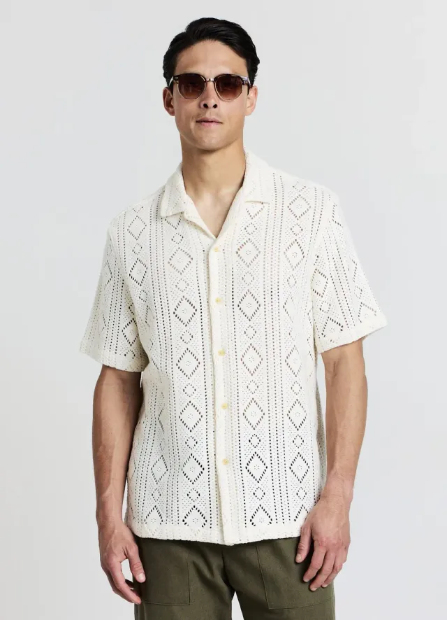 Calliope Chemise Bowling Ajourée Homme Taille L Manches Courtes