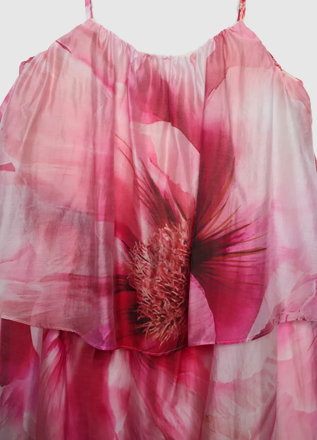 Calliope robe longue femme fleurie à volants