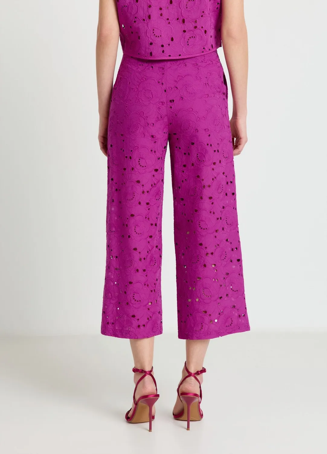 Calliope culotte sangallo pantalon femme broderie florale