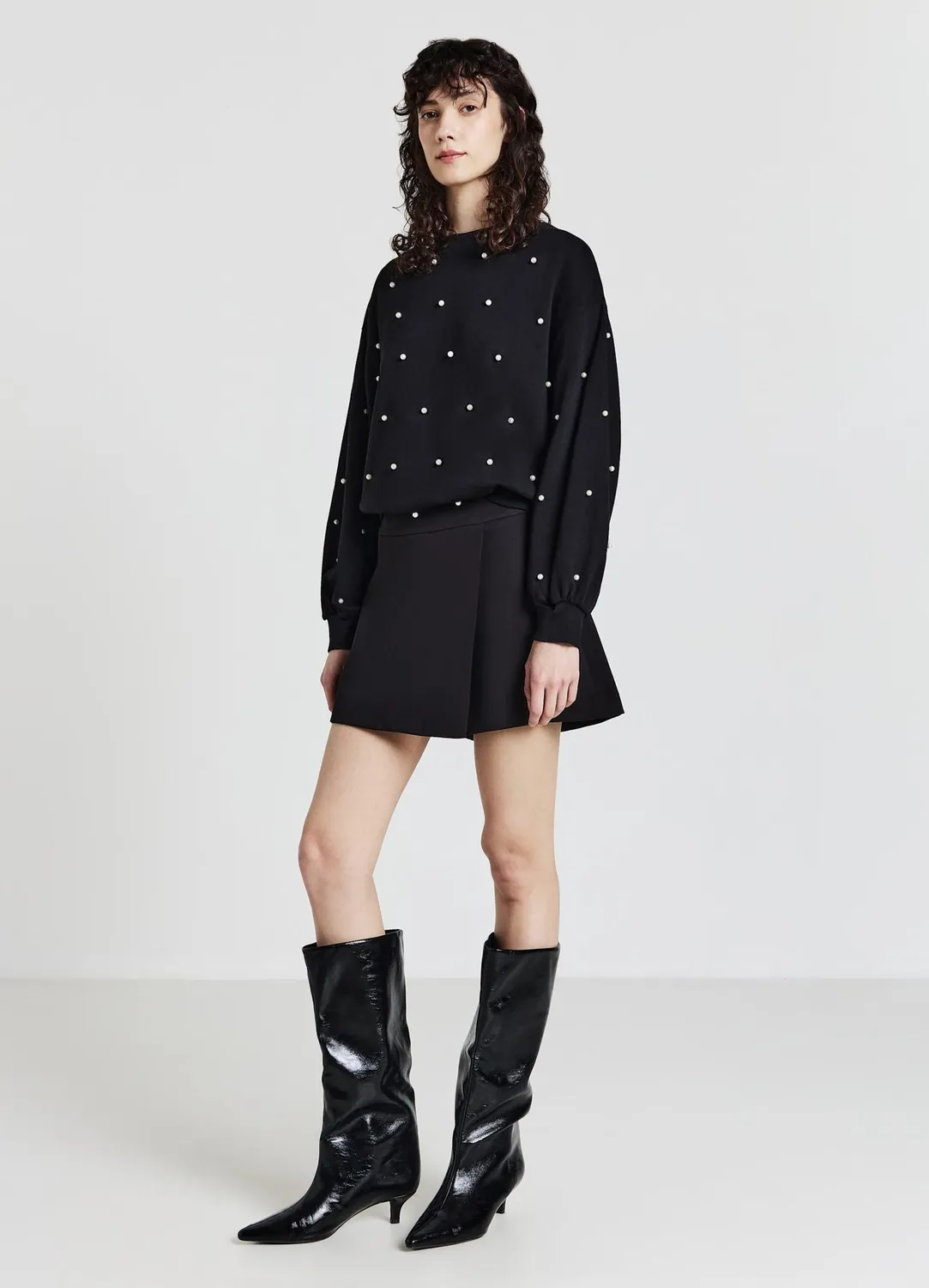 Calliope Felpa perle sweat femme col rond à perles
