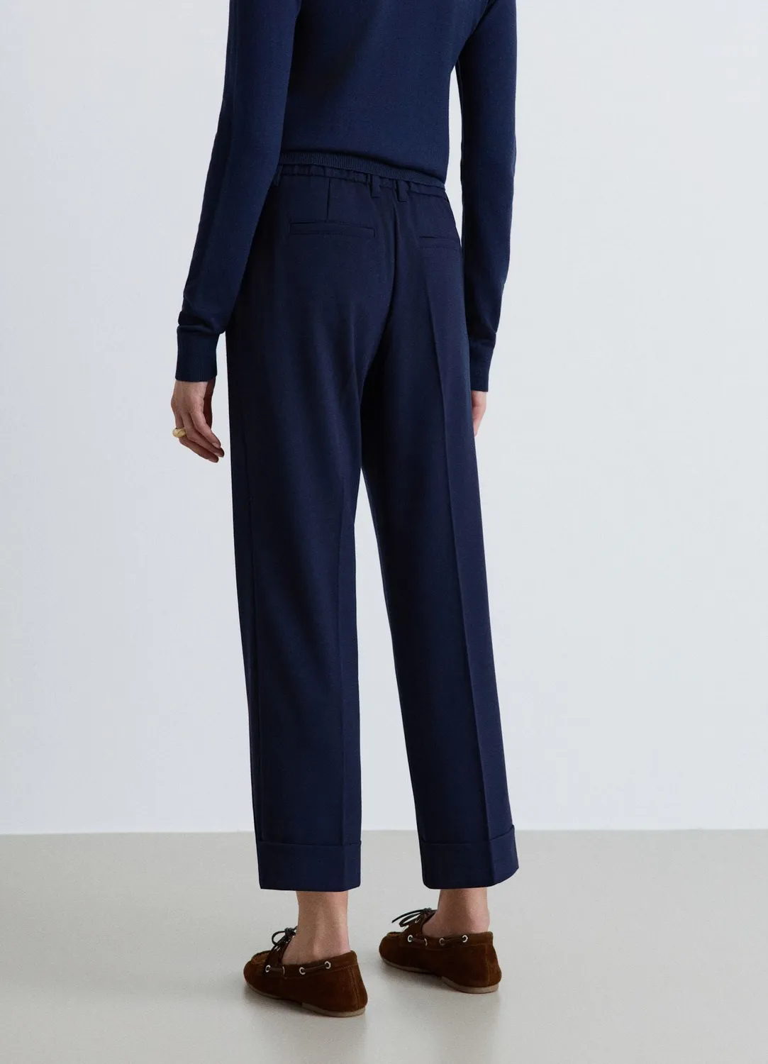 Calliope pantalon revers élastique pantalon droit taille haute