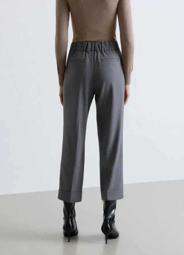 Calliope pantalon femme droit taille haute à revers