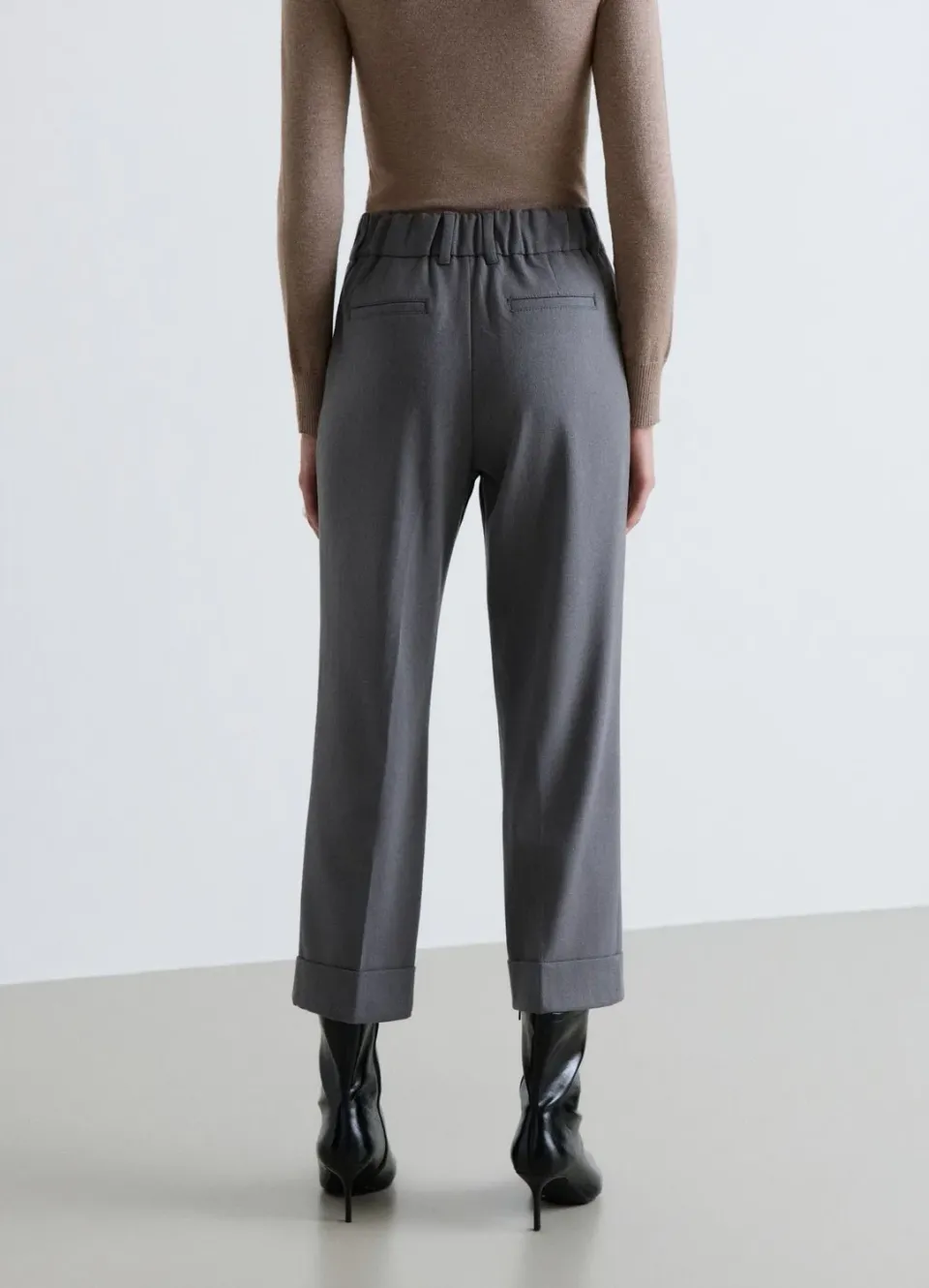 Calliope pantalon femme droit taille haute à revers