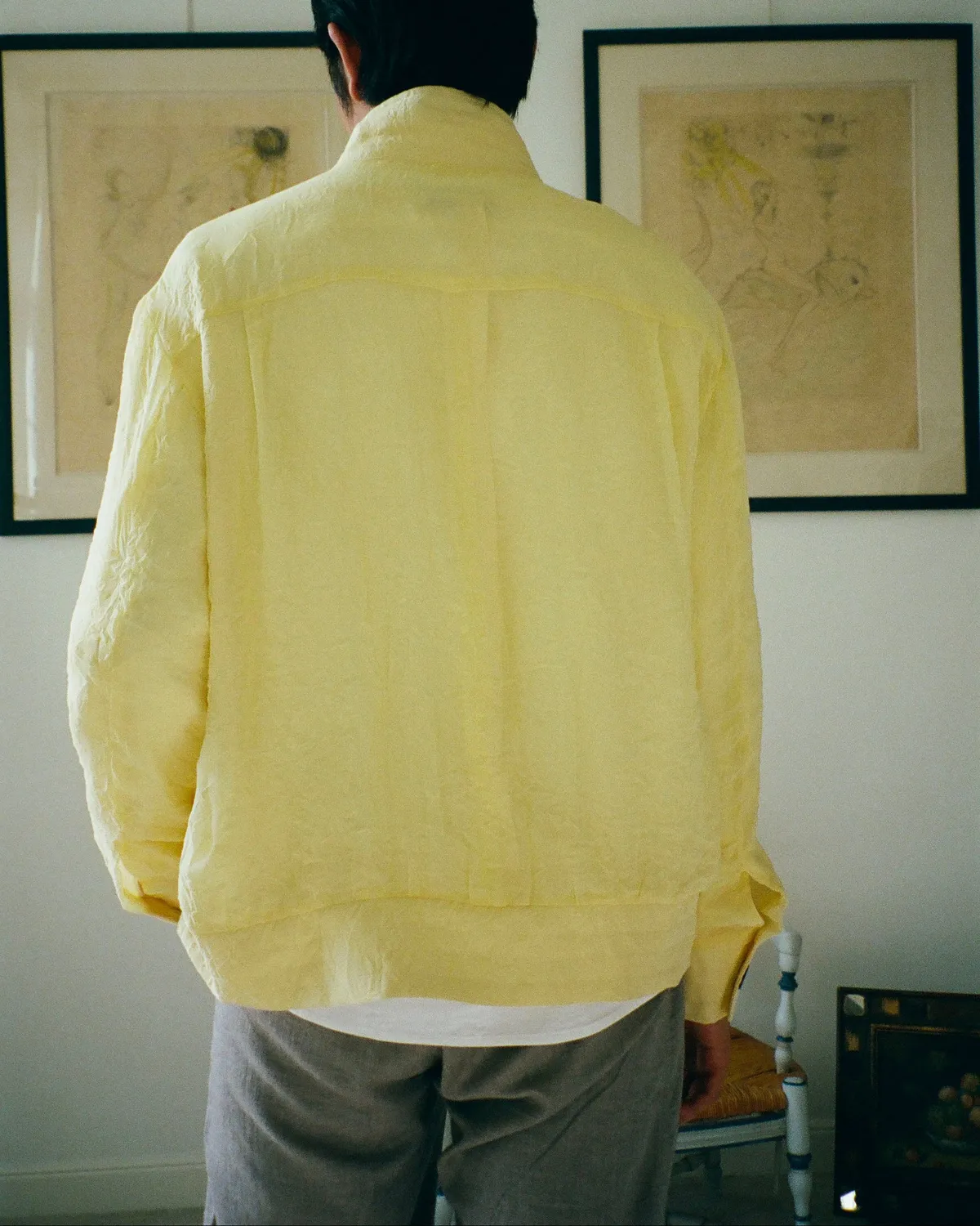 Erevan 8B99 froissée jaune veste soie