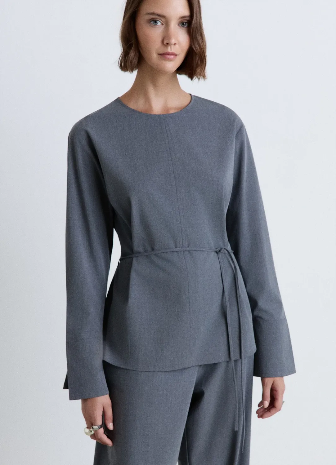 Calliope chemisier col rond lacet taille femme uni