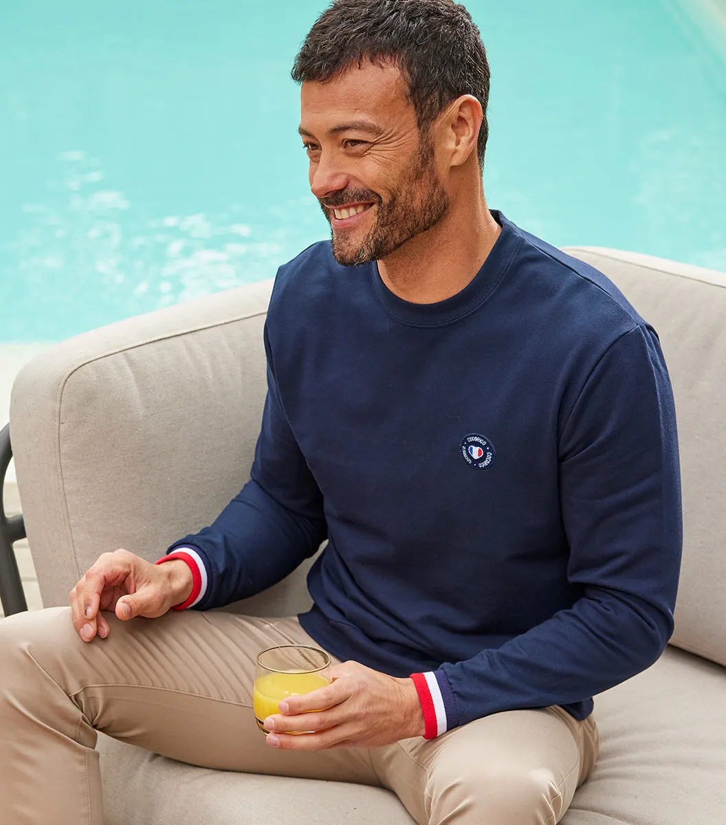 Cocorico Blason sweat homme marine coton peigné