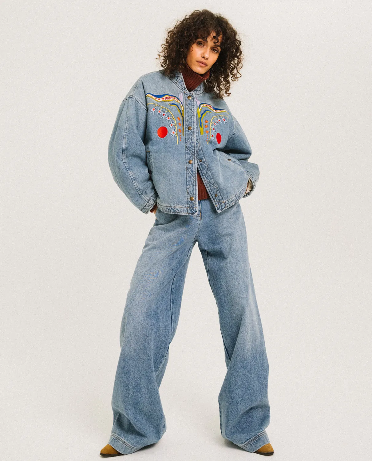 Tinsels Destiny La Vague blouson denim coton brodé