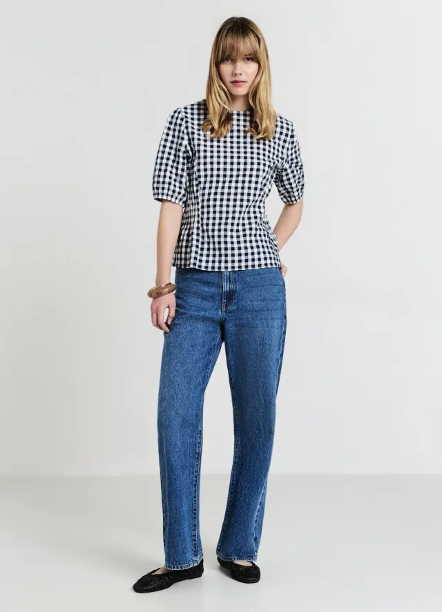 Calliope blouse femme XS carreaux manches courtes