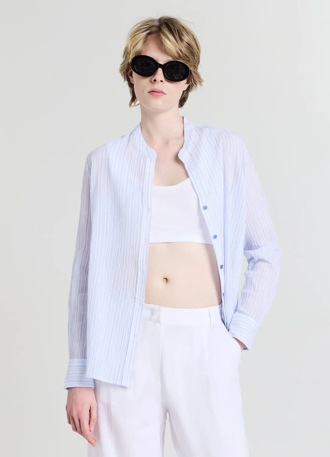 Calliope coréenne chemise femme coton rayée