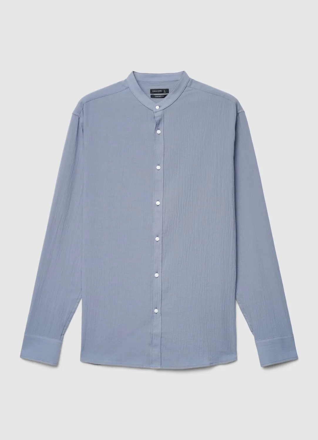Calliope chemise col mao homme unie manches longues