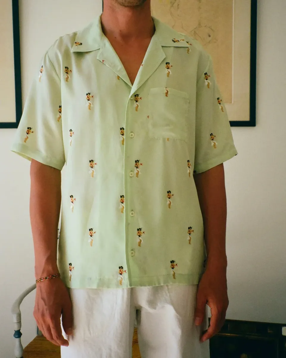 Erevan Escalet Verte chemise coton col camp