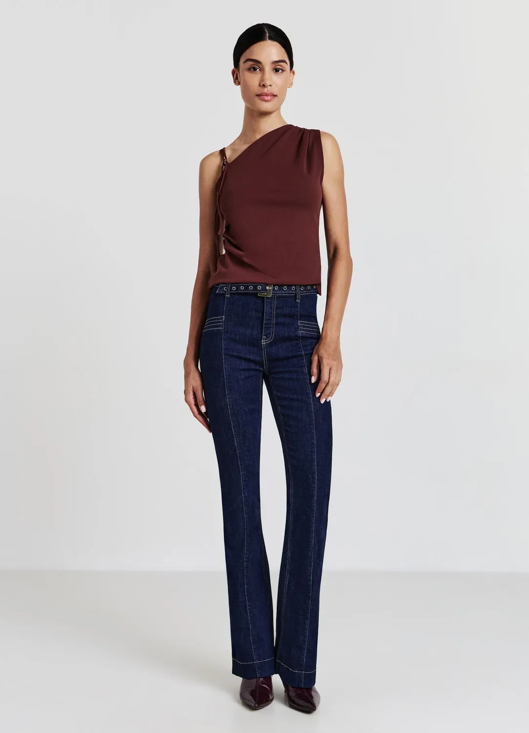 Calliope jean flare femme évasé ceinture