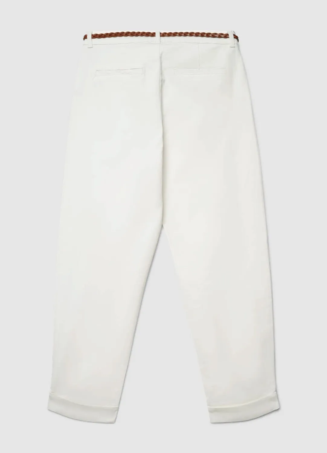 Calliope pantalon chino femme ceinture tressée uni