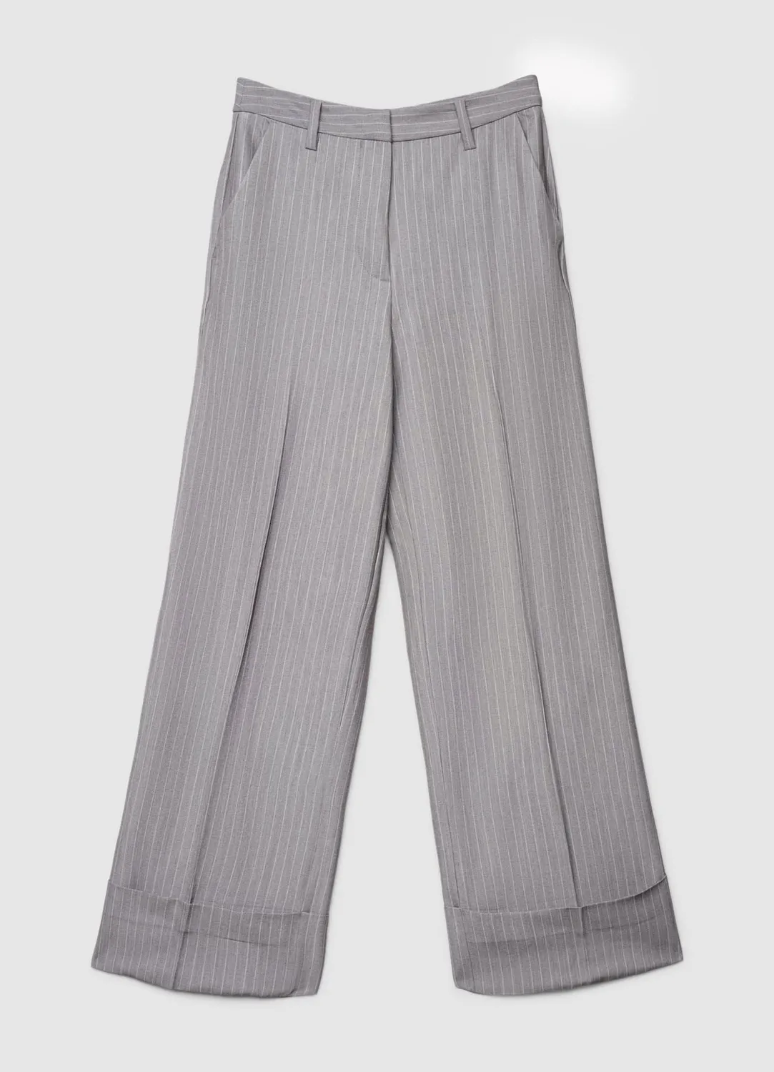 Calliope Pantaloni palazzo gessati pantalon rayé à revers
