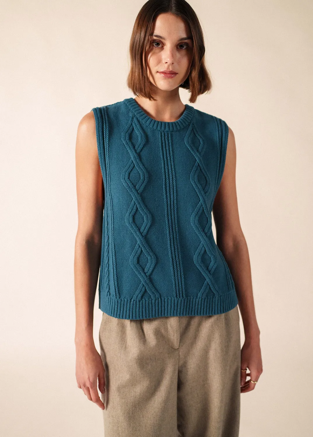 Saint James Val d'Azun pull sans manches céleste coton