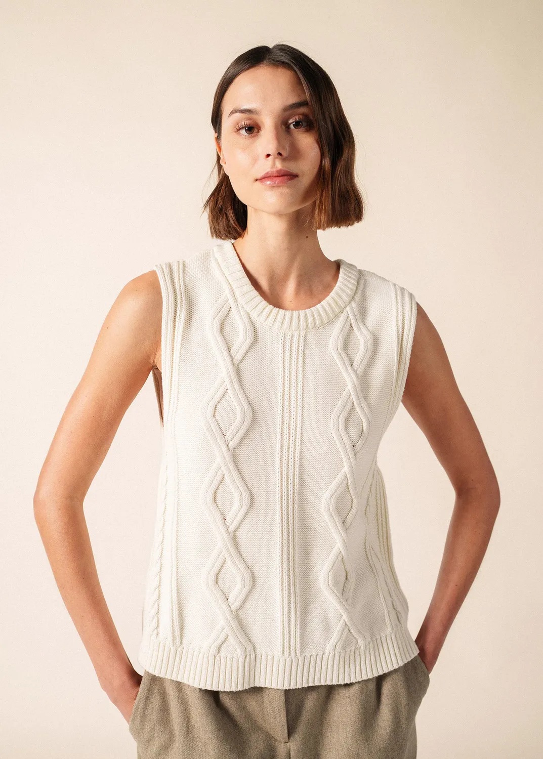 Saint James Val d'Azun pull écume sans manches coton