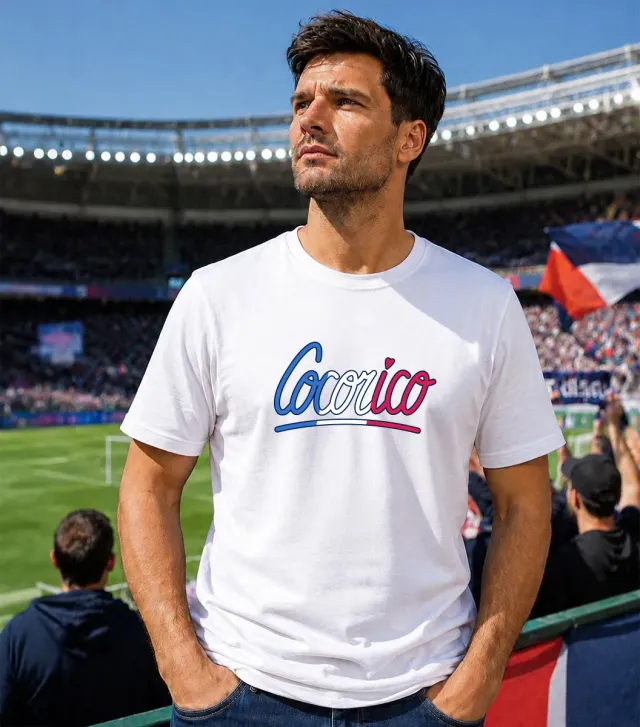 Cocorico Emotion t-shirt homme blanc coton