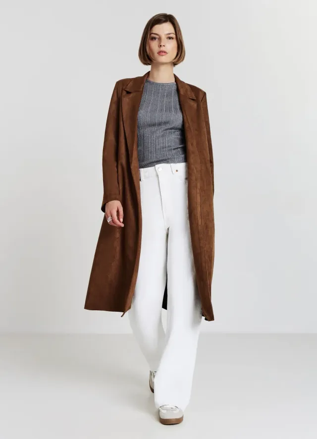 Calliope manteau femme effet suède sans fermeture M