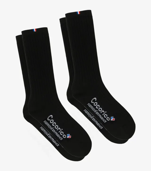 Cocorico Pack Intemporel Chaussettes Laine Homme Noir x2