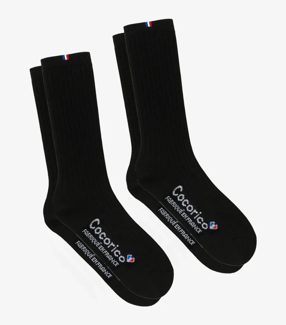 Cocorico Pack Intemporel Chaussettes Laine Homme Noir x2