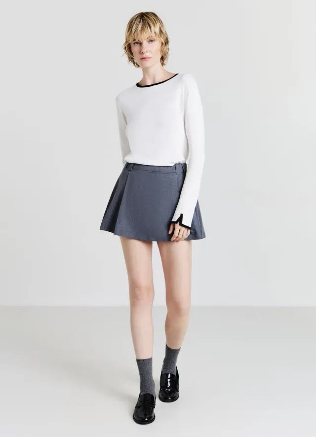 Calliope Pull col rond contrasté manches longues femme