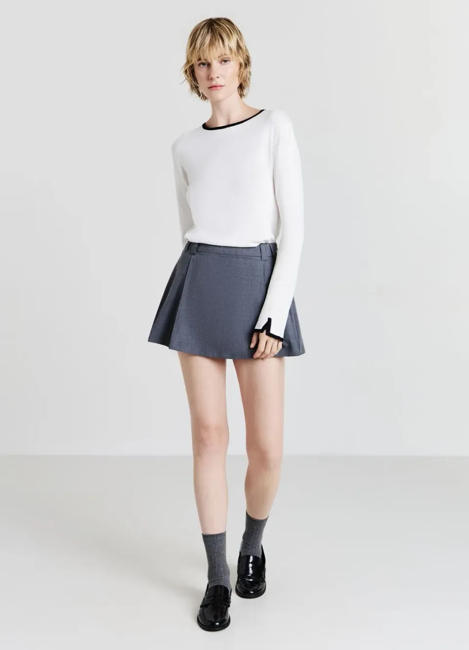 Calliope Pull col rond contrasté manches longues femme