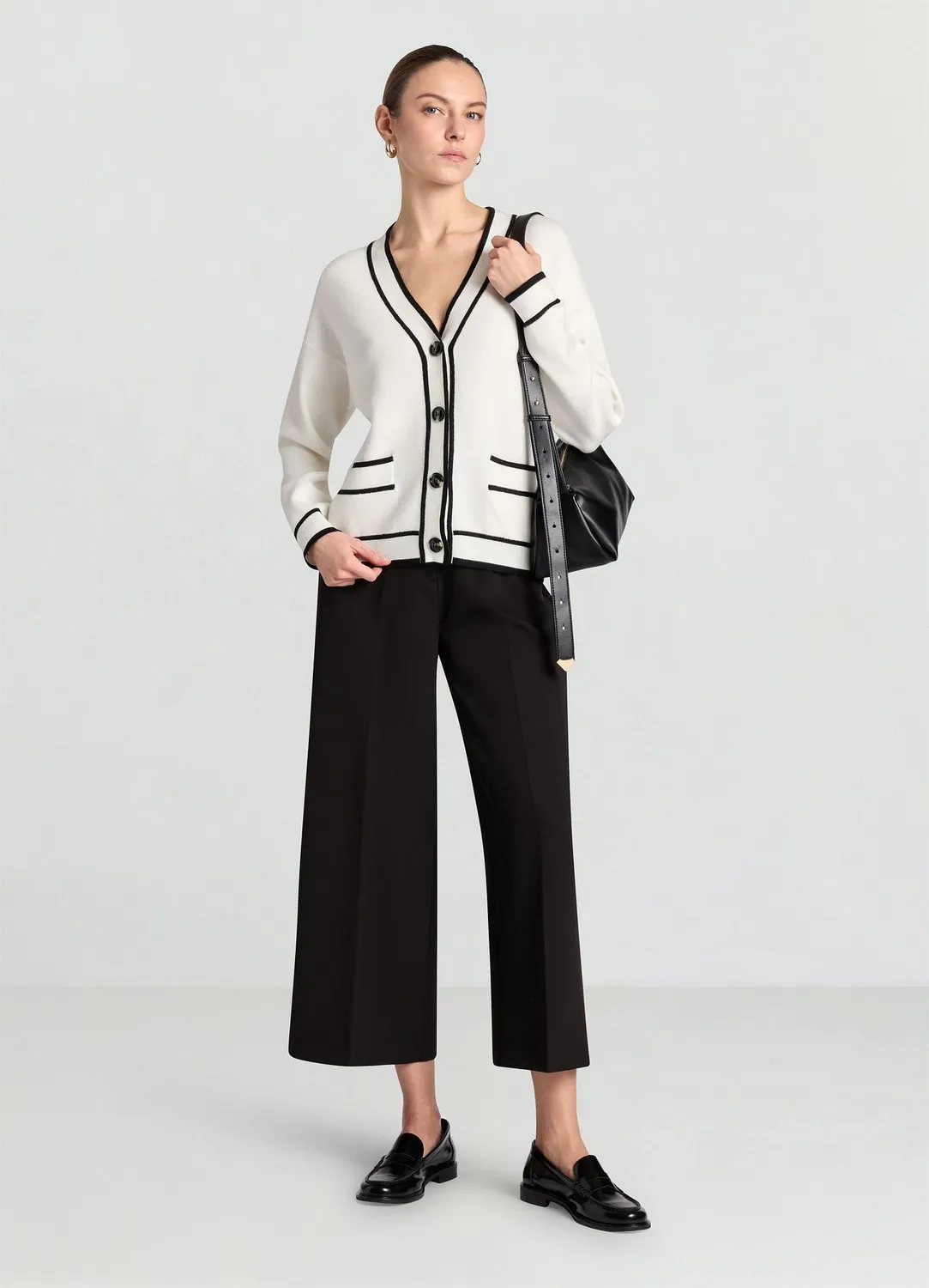 Calliope cardigan col V boutonné contrasté
