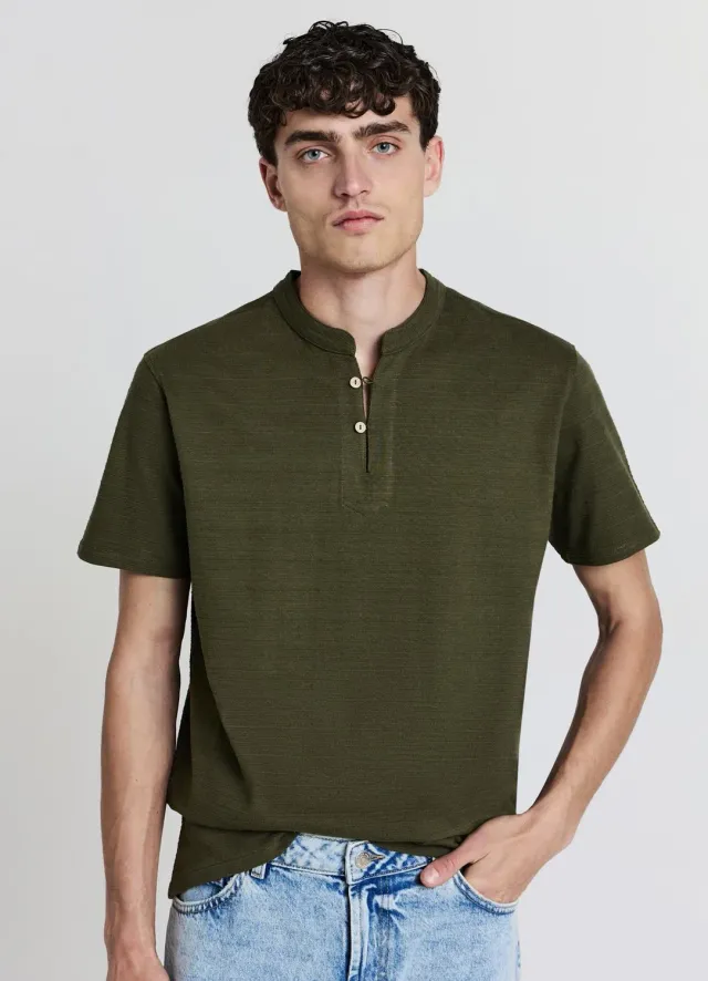 Calliope t-shirt col coréen homme coton regular