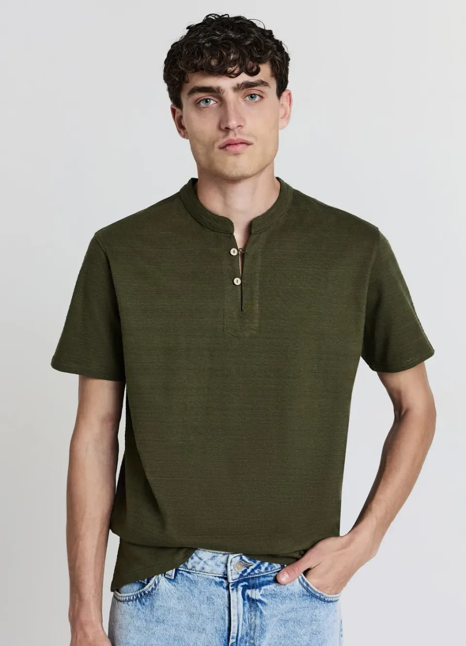 Calliope t-shirt col coréen homme coton regular