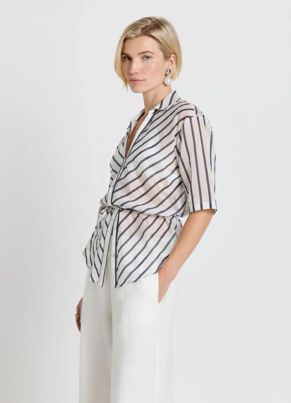 Calliope Chemise Femme Rayée Cordon Taille