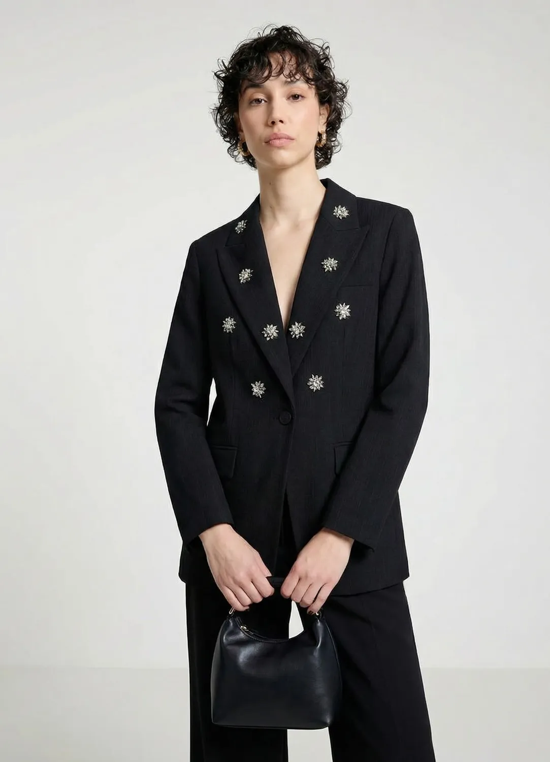 Calliope Strass veste femme blazer un bouton brillant