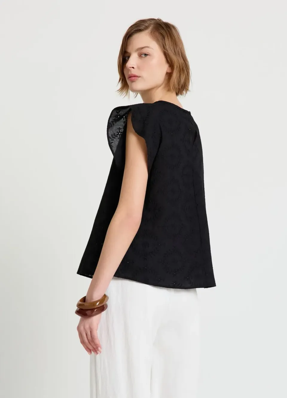 Calliope Blouse broderie sangallo femme manches volants