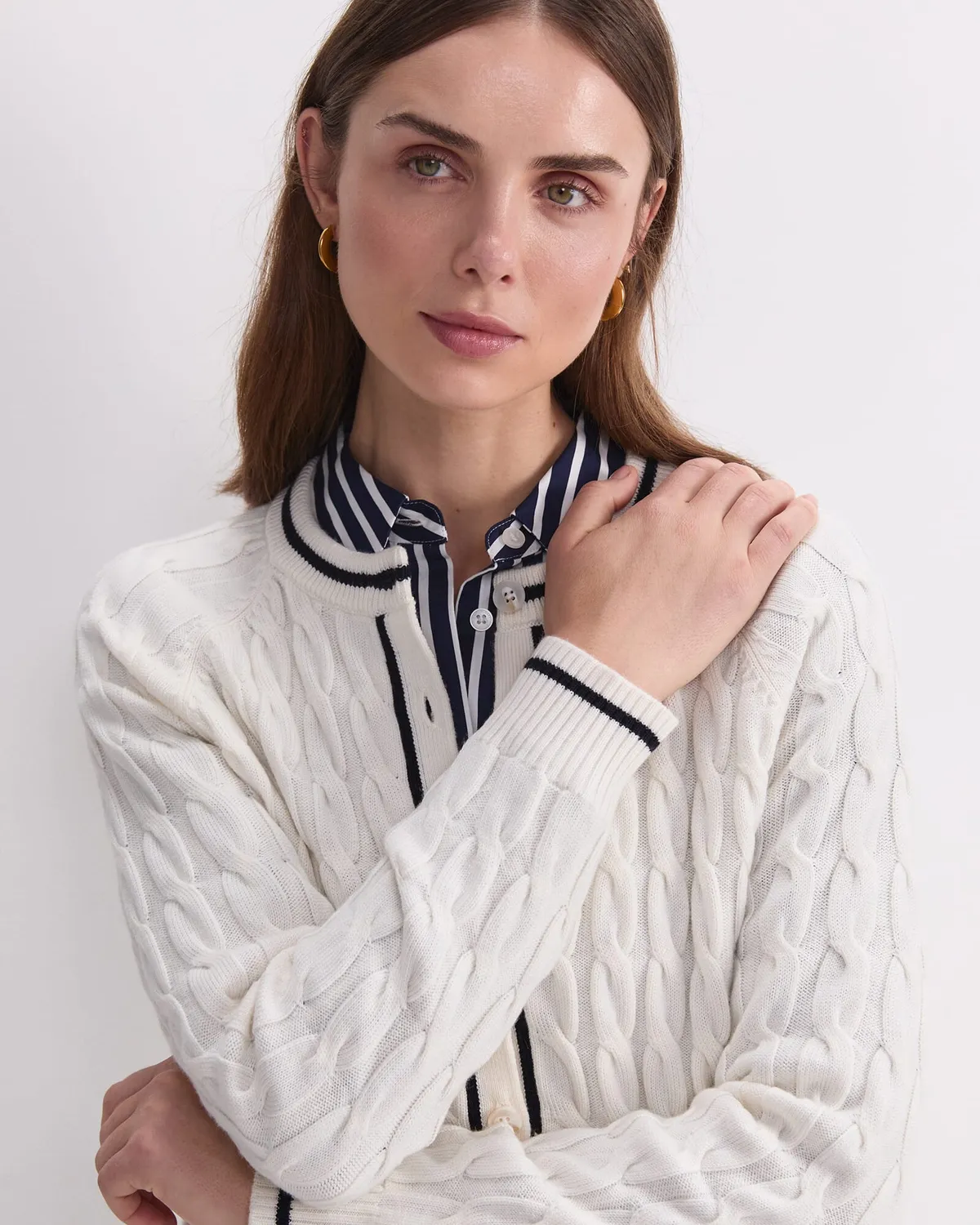 SportsCraft Merino Cable cardigan laine boutonné femme