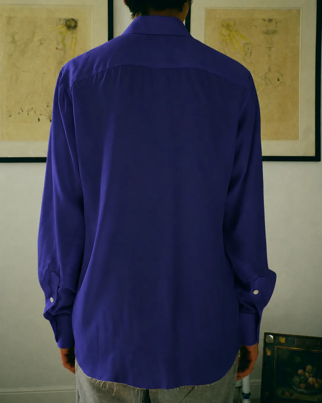 Erevan John chemise viscose violette bords francs