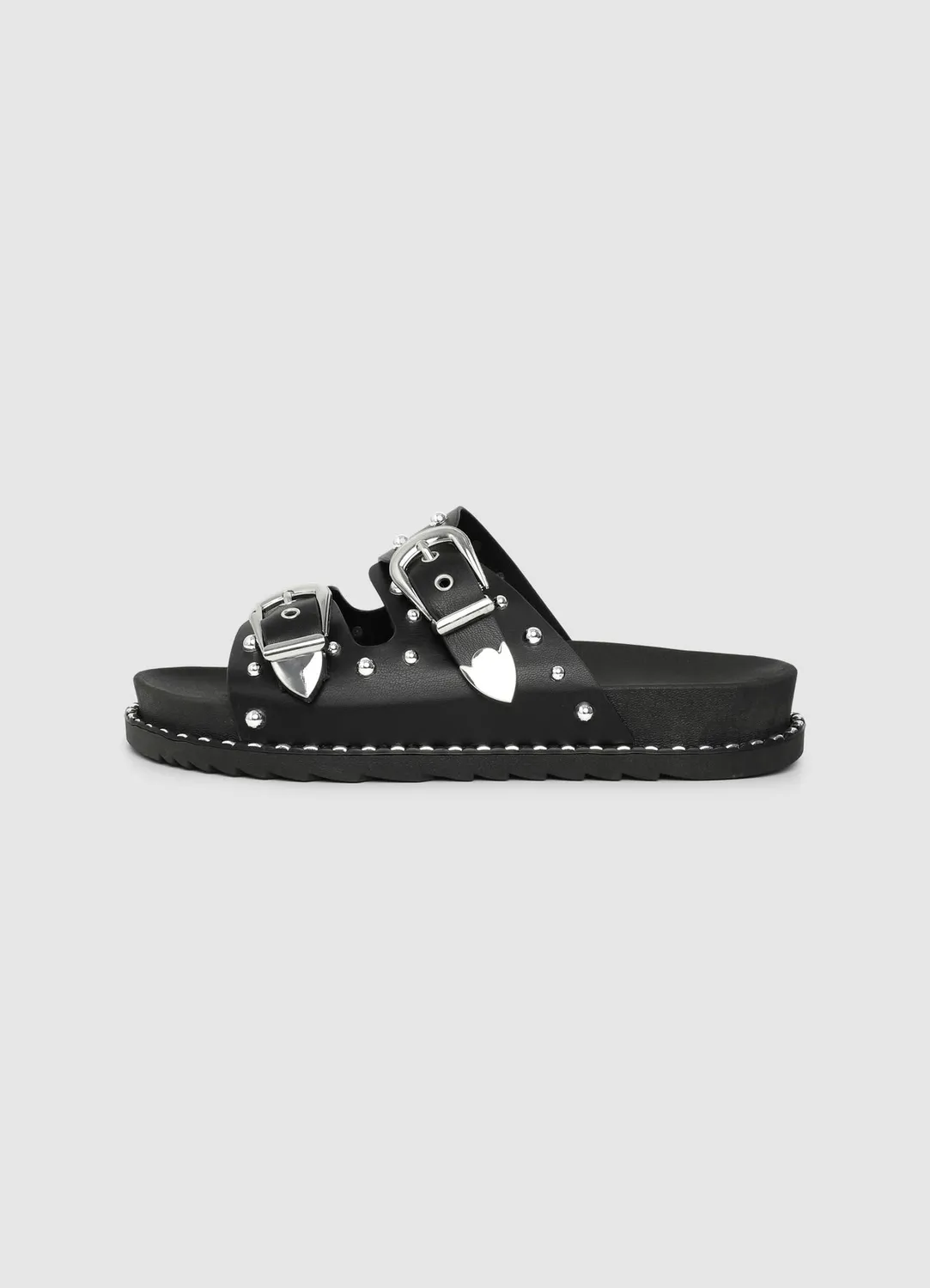 Calliope mules femme double boucle cloutées