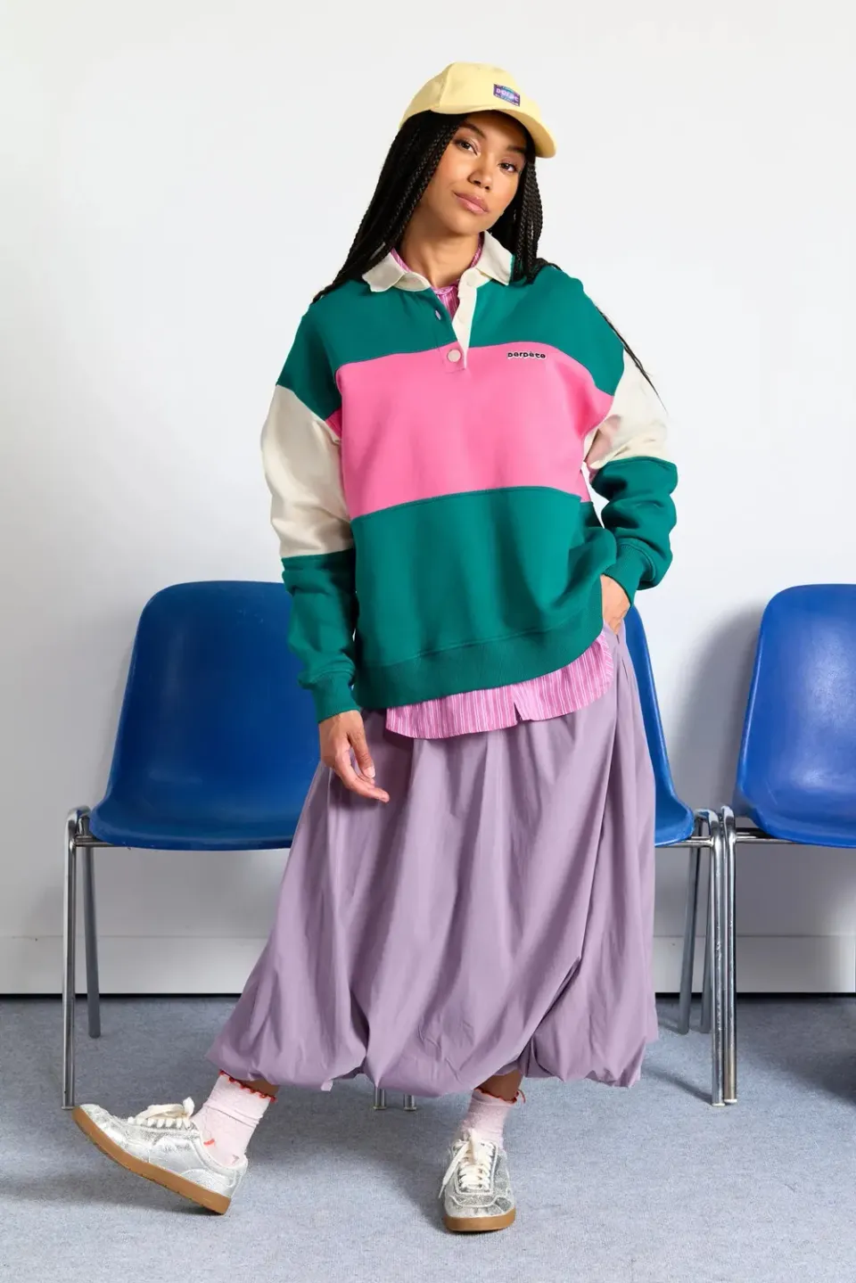 Perpète Linda vert sweat coton bio oversize