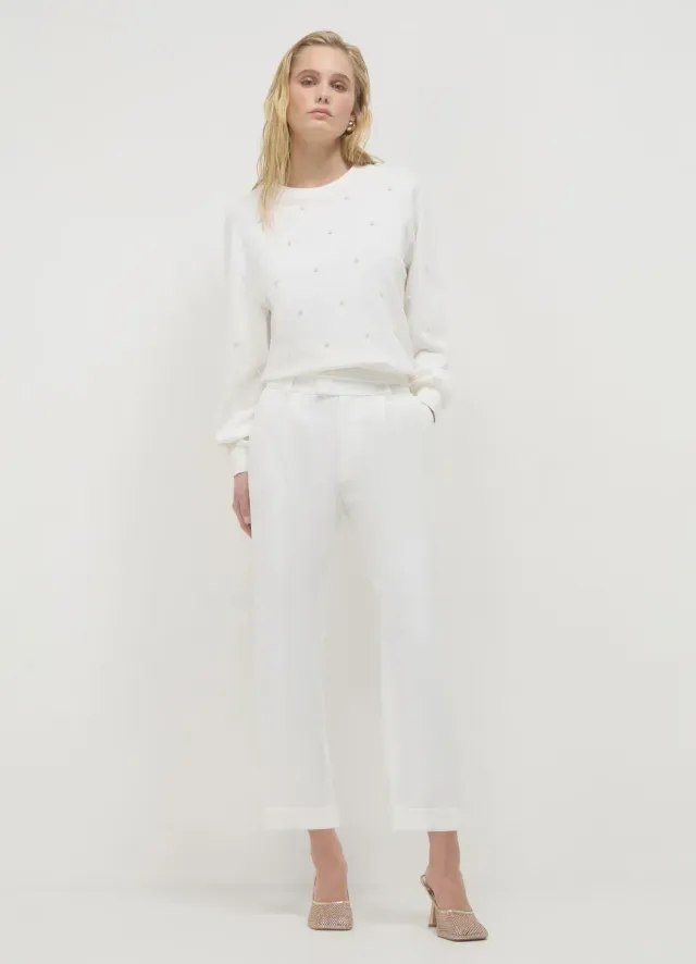 Calliope sweat femme col rond à perles