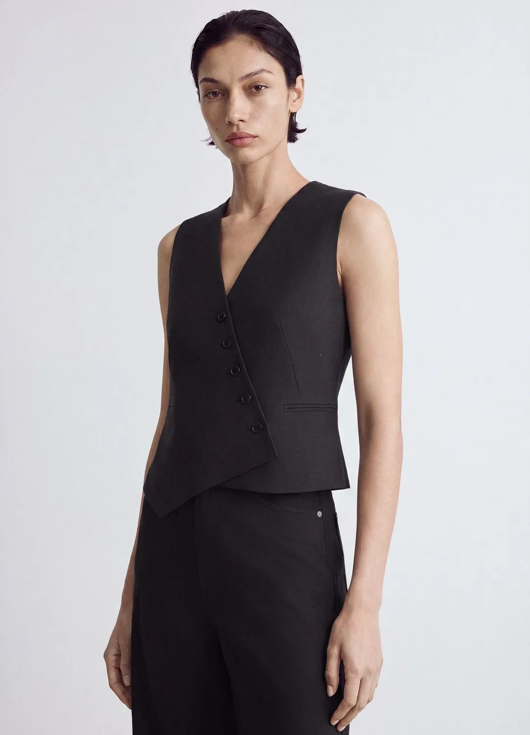 Calliope Gilet asymétrique femme 5 boutons tailleur