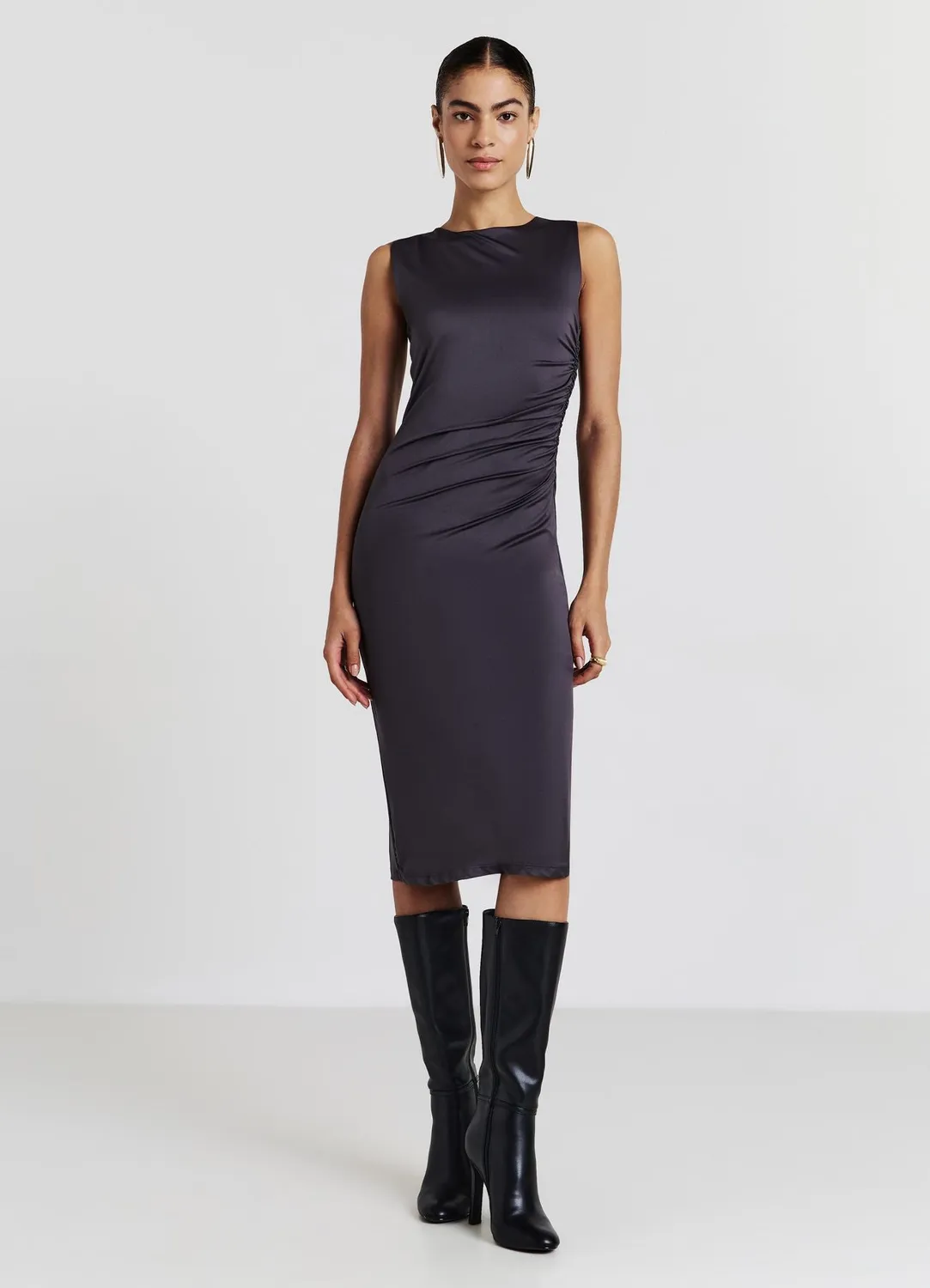 Calliope Atelier robe longue froncée femme unie