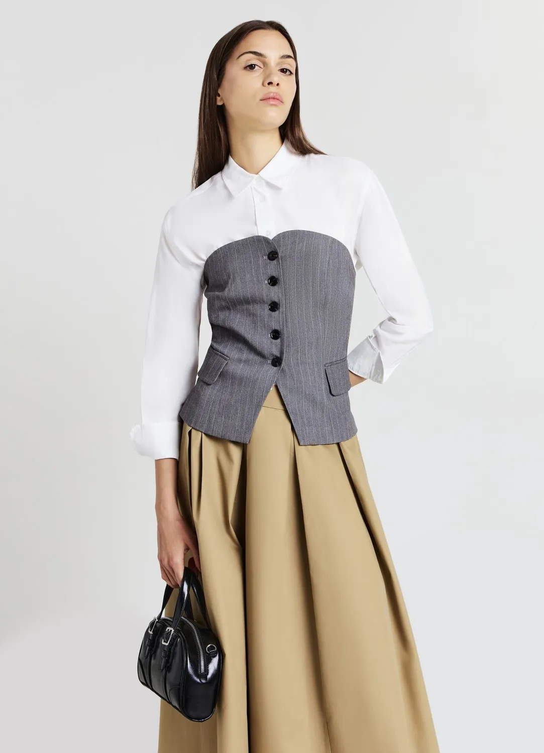 Calliope gilet rayé femme bandeau boutonné bureau